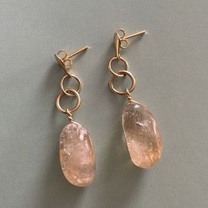 Genuine Citrine Earrings with Gold Plated Studs